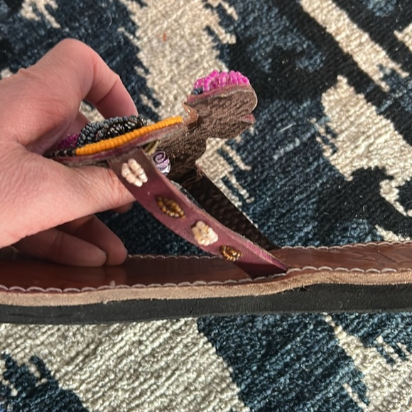 Hand Crafted Colorful Beaded Women's Sandals - Picture 3 of 7